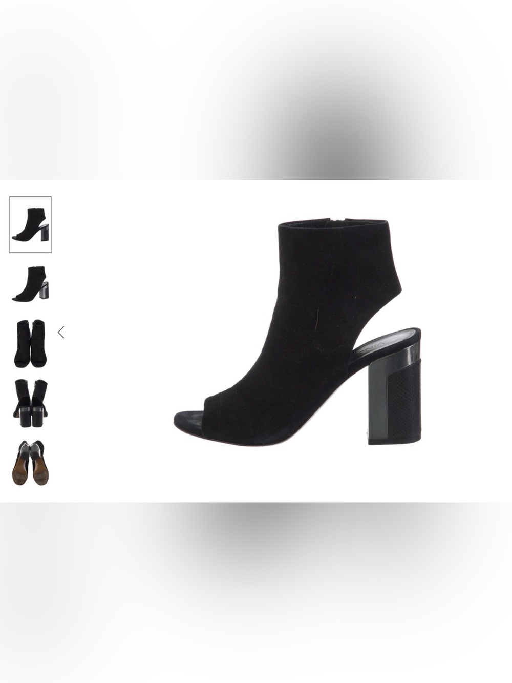 Vince Fenmore Women's Heels Black Open Heel Peep Toe Suede Embossed Sz 6 M